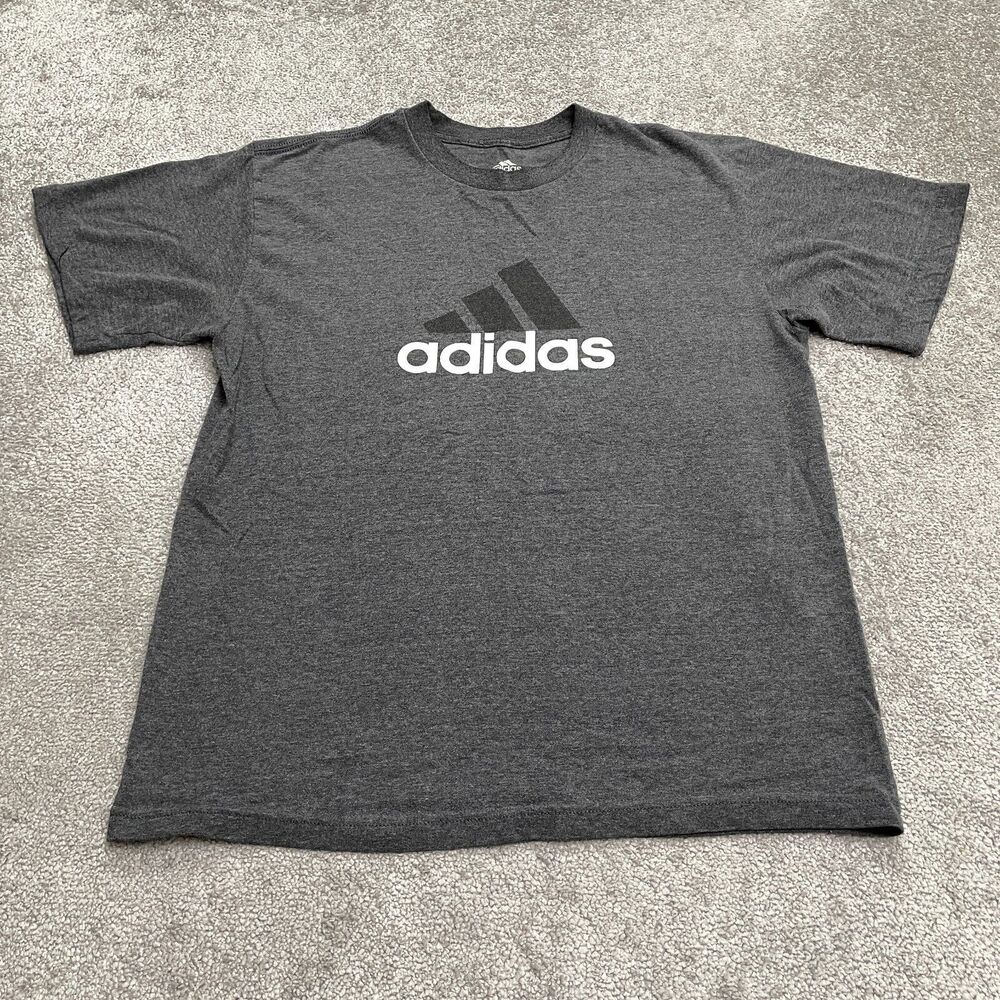 Adidas Graphic T-Shirt Mens Medium Dark Gray Crew Neck Short Sleeve Casual Tee